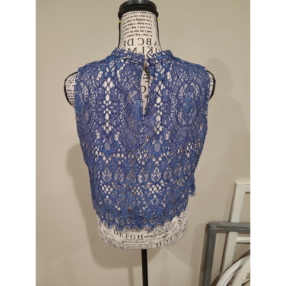 Anthropologie Seen Worn Kept‎ Lace tank blue regal dainty feminine Women SZ 8 - Picture 6 of 12